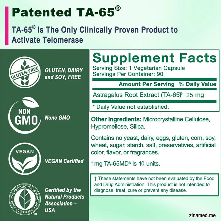 TA-65®  250 Units - 90 Capsules (3 Months Supply)